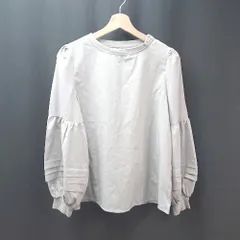 ◇ JUNOAH ジュノア 無地 ラウンドネック ボリューム袖 長袖 カットソー サイズL グレー レディース E  【1310130048391】
