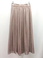 ◇ GLOBAL WORK ウエストゴム 無地 薄手 ロング プリーツ スカート サイズM ブラウン レディース E  【1310130047820】