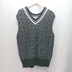 ◇ JEANASIS カジュアル 総柄 レイヤード ニット素材 Vネック ベスト サイズF ブラック レディース E  【1310300000570】