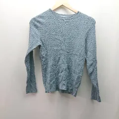 ◇ OPAQUE.CLIP ハイゲージ ケーブル ラウンドネック シンプル 長袖 ニット サイズM ブルー レディース E  【1310300002758】