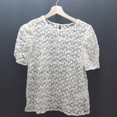 ◇ ROPE' PICNIC 総レース 透け感 パフスリーブ かわいい ガーリー 半袖 ブラウス サイズ38 アイボリー レディース E  【1310300003892】