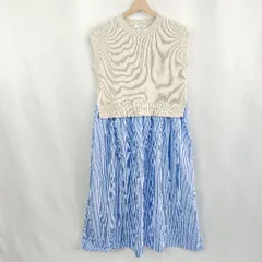 ◇ Discoat ディスコート ストライプ柄 ニット生地 ロング丈 ワンピース サイズF ライトブルー レディース E  【1310300029335】