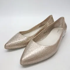 ◇ RANDA ランダ ラメ生地 ポインテッドトゥ バレエシューズ 表記なし ゴールド レディース E  【1310300033516】
