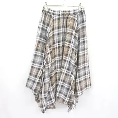 ◇ JEANASIS ジーナシス ウエストゴム チェック柄 大人 ロング丈 フレア スカート サイズF ブラウン系 レディース E  【1310300030898】