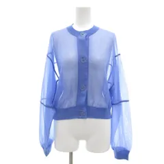 アダムエロペ Adam et Rope' カーディガン F ライトブルー ノーカラー シアー 長袖 /YJ ■GY61