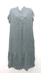 ◇ HOLIDAY バンドカラー シアー素材 裏地無し ワントーン 半袖 ロング丈 ワンピース サイズF ブラック レディース E  【1310300043348】