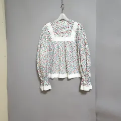 小花柄 ボリューム感 ブラウス S n0716