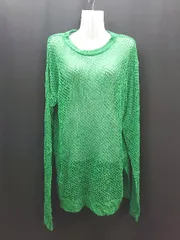 ◇ SELECT MOCA セレクトモカ 透かし編み ラウンドネック シンプル 長袖 ニット サイズM グリーン レディース E  【1310300044260】