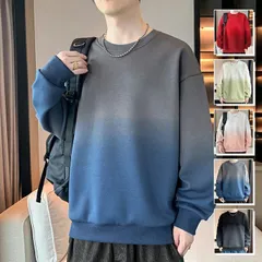 トレーナー メンズ グラデーション スウェット メンズ Tシャツ メンズ 長袖 綿 ビッグ カットソー カジュアル ゆったり おしゃれ 丸襟 快適