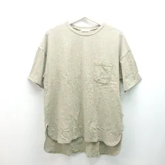 ◇ FREAK'S STORE フリークスストア クルーネック 胸ポケット 無地 半袖 Tシャツ サイズF カーキ レディース E  【1310300046431】