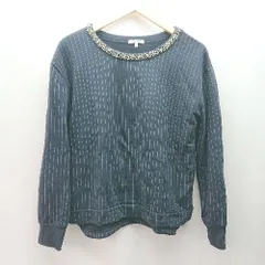 ◇ GLOBAL WORK ビジュー カジュアル ストライプ シンプル 長袖 カットソー サイズL ネイビー/ホワイト レディース E  【1310300045854】