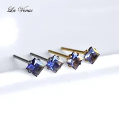 ✴︎静寂の菫色✴︎ つけっぱなしOK マダガスカル産 天然 アイオライト 一粒 ピアス 3mm 316 サージカルステンレス 両耳用 金属アレルギー対策 スタッド 3月誕生石