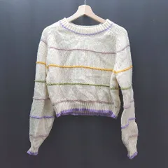 ◇ SHEIN カジュアル シンプル ボーダー柄 カラフル マルチ 長袖 ニット サイズL クリーム レディース E  【1310300046868】