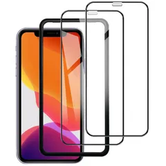 【2枚入り】ガラスフィルム iPhone XR/iPhone 11用 6.1インチ対応 高透過率 全面保護 液晶保護フィルム 硬度9Ｈ強化ラス 気泡ゼロ 指紋防止 ガイド枠付き 貼り付け簡単