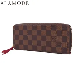 LOUIS VUITTON(ルイ・ヴィトン) ダミエ・エベヌ ポルトフォイユ･クレマンス ロングウォレット ラウンドファスナー 長財布 ダミエキャンバス ブラウン茶 レッド赤 ゴールド金具 N60534 レディース 40802164155【中古】【アラモード】