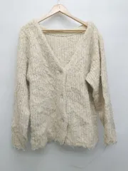 ◇ mystic ミスティック Vネック シンプル リブニット 長袖 カーディガン サイズF ライトベージュ レディース P  【1402160013880】