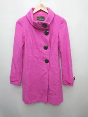 ◇ CECIL McBEE セシルマクビー ギャル系 アンゴラ混 ウール 長袖 コート ショッキングピンク系 レディース P  【1402160012586】