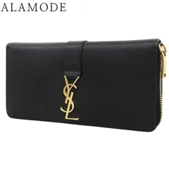 SAINT LAURENT PARIS(サンローランパリ) ラウンドジップ ロングウォレット 長財布 ラウンドファスナー カサンドラ YSLロゴ レザー ブラック黒 ゴールド金具 414570 レディース 40802167261【中古】【アラモード】