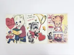 レトロ バレンタイン はがき 3P ヴィンテージ ポストカード