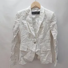 ◇ ZARA ザラ ストライプ 薄手 爽やか 肩パット 長袖 ジャケット サイズUSA XS ホワイト系 レディース E  【1402200008227】