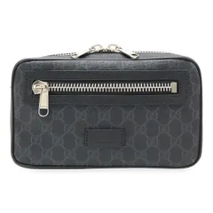 GUCCI グッチ GGスプリーム ウェブライン ウエストバッグ ボディバッグ ベルトバッグ PVC レザー ダークグレー ブラック 黒 シルバー金具 474293