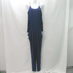 ◇ Michael Michael Kors バックジップ レザ－ショルダー 長袖 サロペット サイズM ネイビー系 レディース E  【1402200018615】