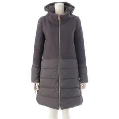 ヘルノ ウール×ナイロン フード付き 切替 ダウンコート アウター PI0848D グレー 42【中古】