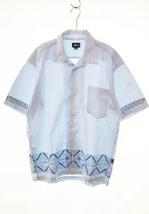 ステューシー STUSSY 90s OLD Mサイズ 米国製 シャツ 半袖 開襟 ネイティブ柄 紺タグ 【ブランド古着ベクトル】【中古】250425