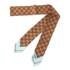 フェンディ シルク ラッピー バンド スカーフ FXT011 ブラウン【中古】