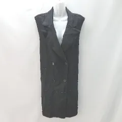 ◇ ZARA ザラ 柔らか素材 スエード系 かっこいい カジュアル 半袖 ロングベスト サイズL ブラック レディース E  【1402200023442】