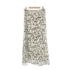 ノーブル NOBLE 花柄 フレアスカート マキシ ロング 38 黒 ブラック 白 ホワイト /AT ■OS