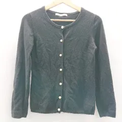 ◇ IENA イエナ クルーネック パールボタン 綺麗め 長袖 ニット カーディガン サイズ表記なし ブラック レディース E  【1402200026832】