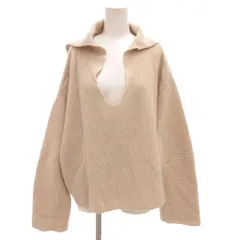 スピック&スパン Spick&Span ニット セーター 長袖 ウール F アイボリー 生成り 襟付き 深Vネック リブ /FF