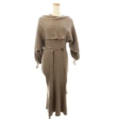 リランドチュール Rirandture ニットワンピース 1 キャメル 無地  ノースリーブ 長袖 ウエストベルト付き /JP