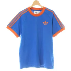 アディダスオリジナルス adidas originals Tシャツ XL 青 ブルー オレンジ 半袖 ラウンドネック ロゴプリント /AP