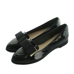 ダイアナ DIANA パンプス エナメル ローヒール リボン 23.5cm 黒 ブラック /MI