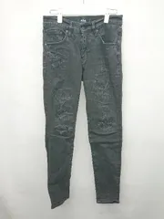 ◇ AZUL BY MOUSSY アズール バイマウジー ダメージ ストレッチ デニム パンツ ジーンズ サイズS ブラック レディース P  【1402270006611】
