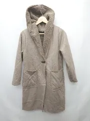 ◇ REAL CUBE リアルキューブ ムートン フード デイリー使い 長袖 コート サイズ38 グレージュ系 レディース P  【1402270006512】