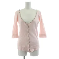 バーバリーブルーレーベル BURBERRY BLUE LABEL ニットカーディガン 七分袖 38 ピンク Vネック チェック柄 /KU