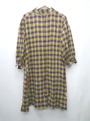 ◇ FREAK'S STORE フリークスストア チェック カジュアル 長袖 膝下 ワンピース サイズF パープル グリーン系 レディース P  【1402270012902】