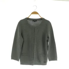 バーバリー ロンドン BURBERRY LONDON ウール シルク混 ニットカーディガン 七分袖 ラメ 1 グレー /MY ■OS