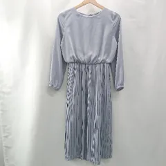 ◇ NATURAL BEAUTY BASIC プリ－ツ シフォン 長袖 ロング丈 ワンピース サイズS ブル－ジュ系 レディース E  【1402280000388】