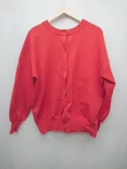 ◇ Discoat ディスコート シンプル カジュアル 長袖 ニット カーディガン サイズF レッド レディース P  【1402270019864】