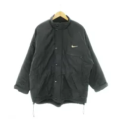 ナイキ NIKE ヴィンテージ 90's 中綿ジャケット ジップアップ スタンドカラー ナイロン ロゴ 刺繍 XL 黒 ブラック H60409PAS /MN21 ■GY18