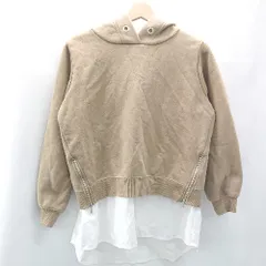 ◇ BEAMS HEART ビームス ハート 重ね着風 フード 長袖 パーカー カットソー サイズ表記なし ベージュ系 レディース E  【1402280002146】のサムネイル