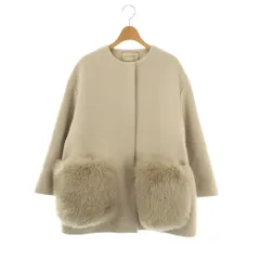 ユナイテッドアローズ UNITED ARROWS ポケットファーコート アウター ノーカラー ウール 36 グレージュ /NR ■OS