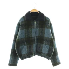 ザラ ZARA チェック柄ニットボンバージャケット ブルゾン M ネイビー マルチカラー /ES ■OS