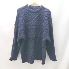 ■ SELECT MOCA セレクトモカ ランダムケーブルオーバー 長袖 ニット セーター サイズF ネイビー レディース E  【1402280009183】