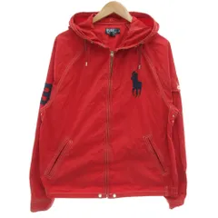 ポロ バイ ラルフローレン Polo by Ralph Lauren フードジャケット ジップアップ XL ビックポニー刺繍 ステッチ 赤 レッド /GV ■GY61