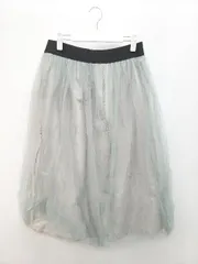 ◇ FABIA ファビア ウエストゴム 透け感 膝下丈 フレア チュール スカート サイズS グレー グリーン系 レディース P  【1403110000554】